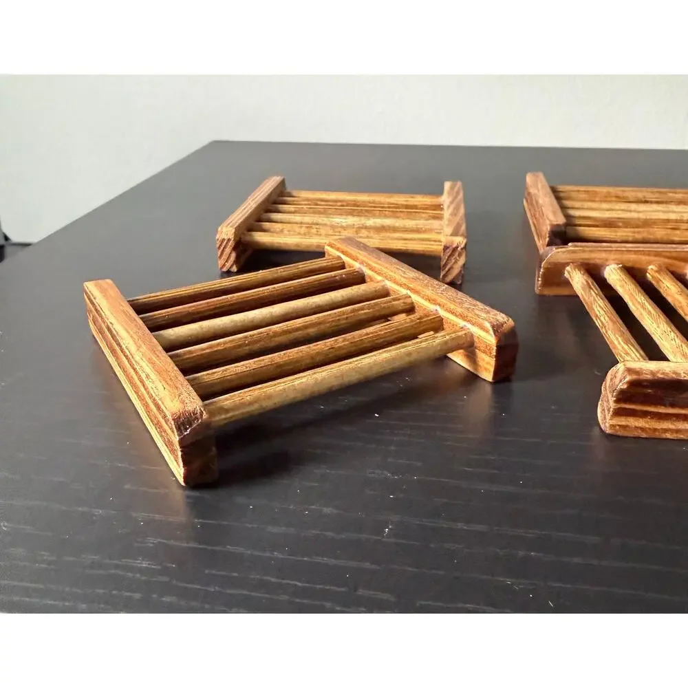 24 New Bamboo Soap Holders Wooden Slatted Soap Dishes Bulk Lot Reseller Craft